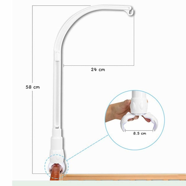 Baby sängklockhållare, mobilhållare för spädbarn, mobilstång för babysäng, hängande armhållare mobilstång (utan leksaker)