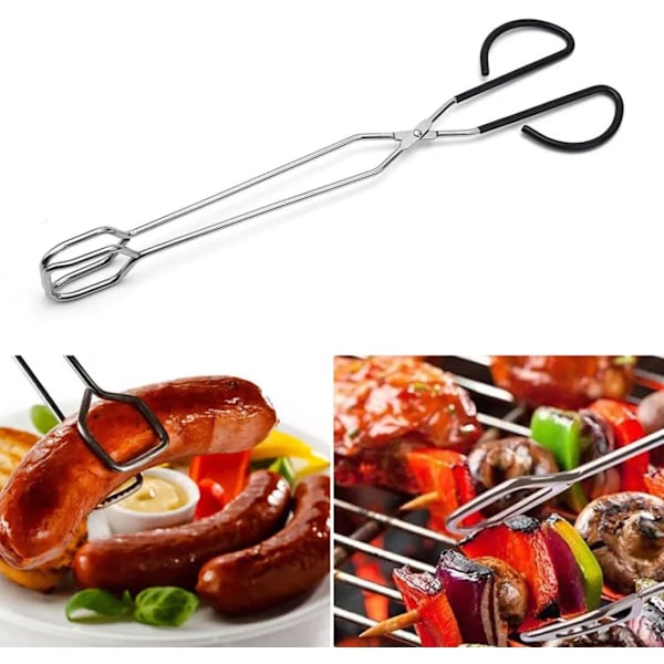 Grilltång i rostfritt stål, 16 tum, grilltång i rostfritt stål, grilltång för picknick, grilltång, 1 st