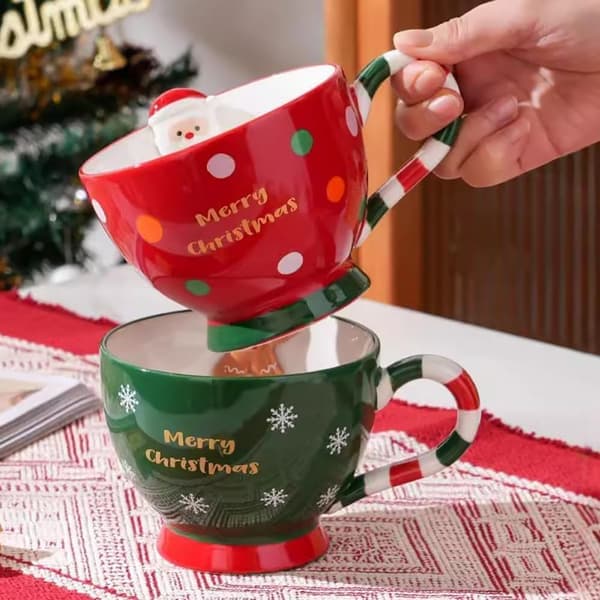 Julkaffemugg, festlig keramisk pepparkakskaffemugg, festlig mugg, parmugg med presentförpackning, söt julklapp till flickor, pojkar och barn