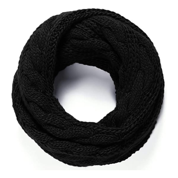 Dam vinter varm stickad infinity halsduk mode tjock varm cirkel loop halsdukar svart