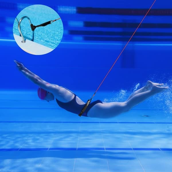 Svømme modstandsbånd Poolbælte Justerbart Svømme modstandsbånd Justerbart Svømme elastisk Poolbælte (Rød 4 meter)