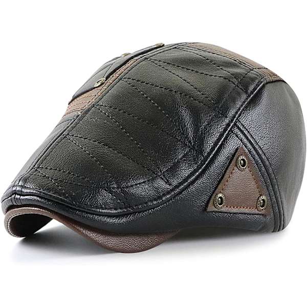 Herr Ivy Cap PU Läder Justerbara Kepsar Klassisk Golf Flat Cap Gatsby Körning Fiskehatt
