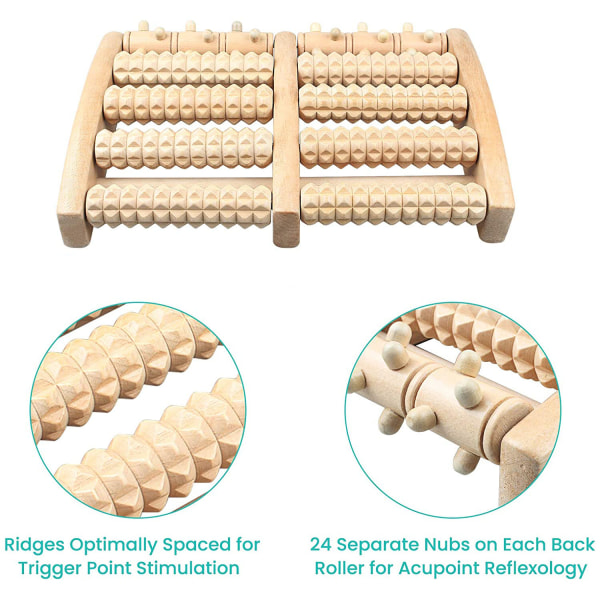 Fotmassagerulle i trä för fotmassage - perfekt för hem och kontor - fotrulle för hälsporre och plantar fasciit. Trä fotmassage