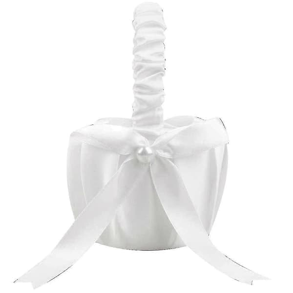 2-pack Bröllop Satin Blomsterkorg, Romantisk Rosett Fest Blomsterflickkorg