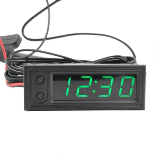 Bilur Universel Digital Bilur Dato 3 i 1 LCD Display Elektronisk Temperatur Selvlysende Grøn