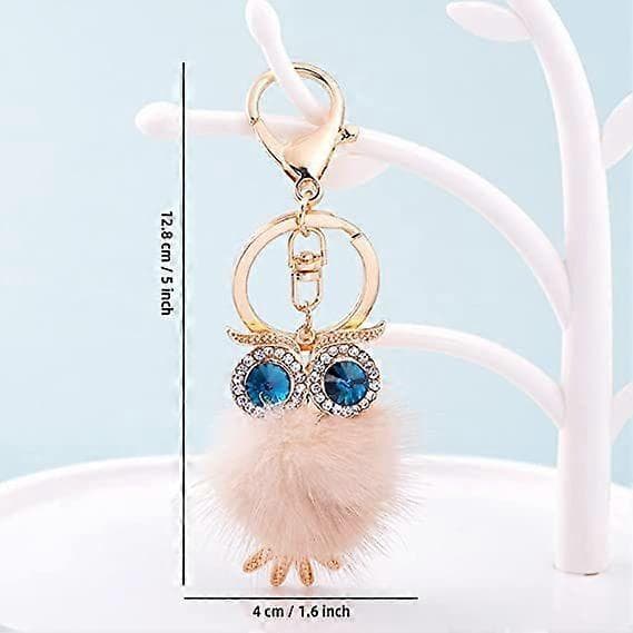 Ugle Fluffy Nøglering Håndtaske Charms Tilbehør pung Nøglering til Kvinder (brun2stk)