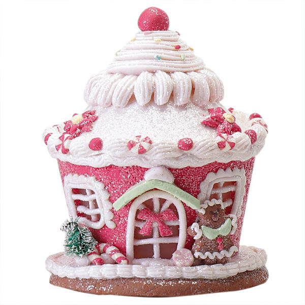 Pepparkakshus Dekorativ Julgran Prydnad med Slott Godis Trä