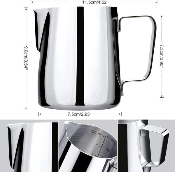 Mælkekande i rustfrit stål, barista mælkekande i rustfrit stål, 350 ml