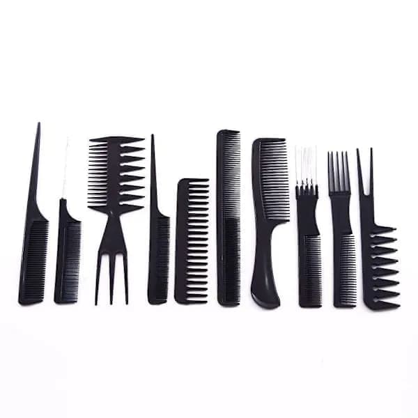 10 combs in different shapes - Set - Professional comb set, black