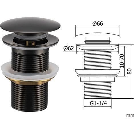 Pop-up sink drain, sink drain without overflow, bathroom basin drain with a 1/4\" hole