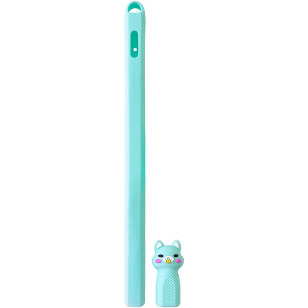 Silikonfodral för Apple Mu8F2Am A Pencil, pennhållare, hylsa, ficka, skyddande spetsöverdrag (cyan)
