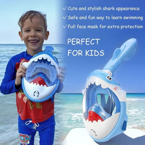Snorkelmasker för barn, dykmasker, helmasker för barn i åldern 4-12 år (blå) blå
