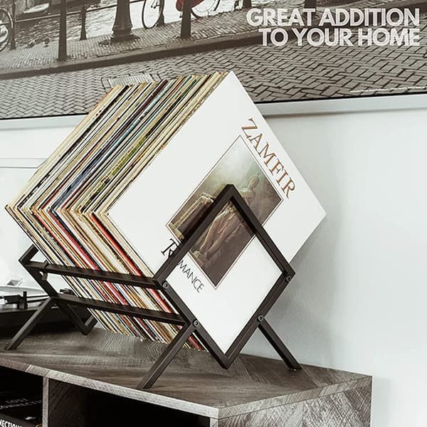 Vinylpladeopbevaring - Mat sort vinylpladeholder 80 til 10