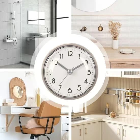 Waterproof Shower Clock 7.5 cm - Small Bathroom Clock with Suction Cup and Alarm - Easy-to-Read Clock for Shower, Kitchen, Refrigerator, and Mirror