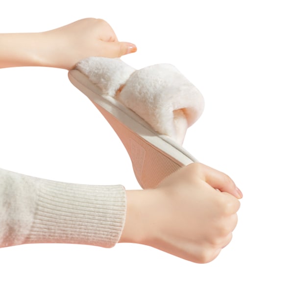 Mjuka plyschtofflor för kvinnor, vita white 10 white 10