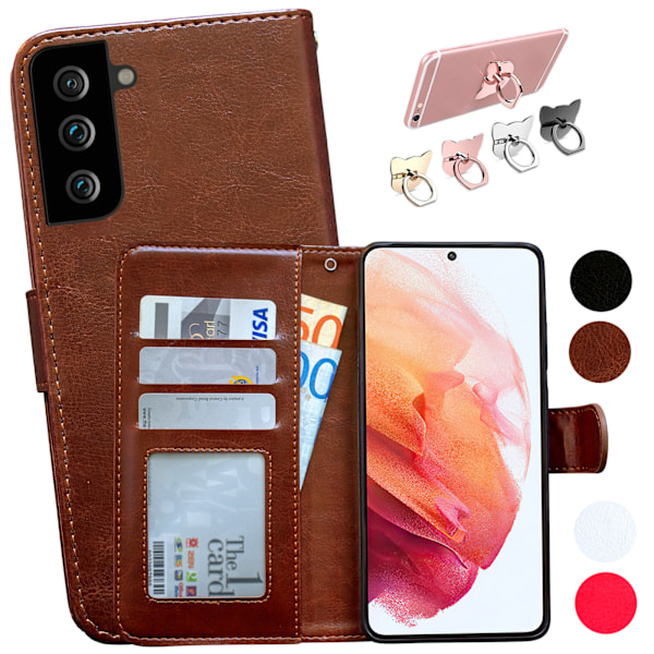 Samsung Galaxy S21 Plus - Läderfodral / Skydd Brun Brun