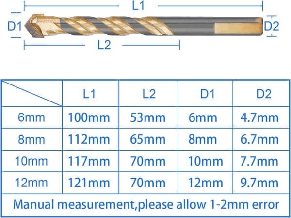6 stk glasbor, 3 x 6 mm, 8 mm 10 mm 12 mm keramikbor