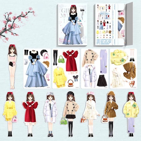 Magnetisk prinsessaklänning Klä upp papperdocka Magnet Klä upp spel Playset Leksaker för barn Flickor Gåvor C C