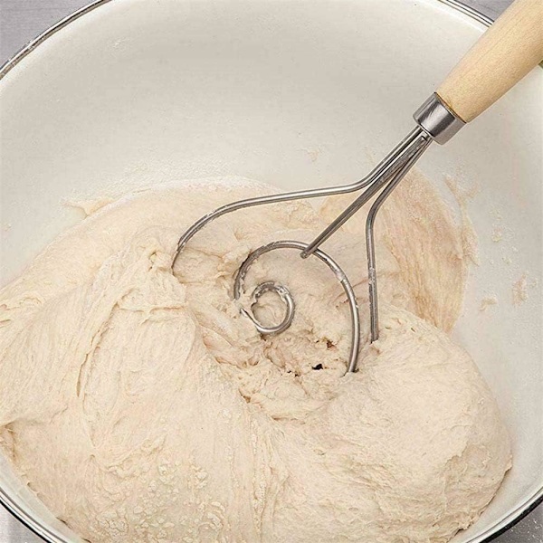 Rostfritt stål dansk degvisp med trähandtag kök bakverktyg special