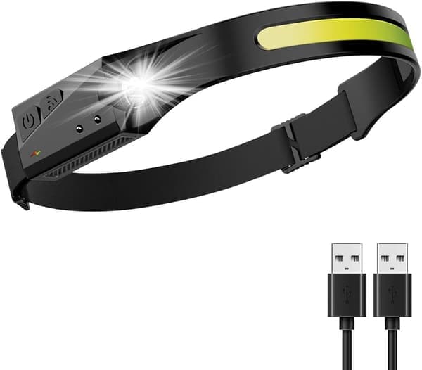 LED Headlamp Rechargeable Headlamp with Motion Sensor Ultra Bright 230° Wide Beam Headlamp Suitable for Running and Camping.