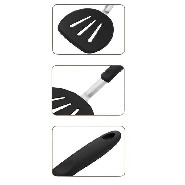 Ultra flexibel bred silikonpannkaksspade, bonus 101 matlagningstips (Teal Black)