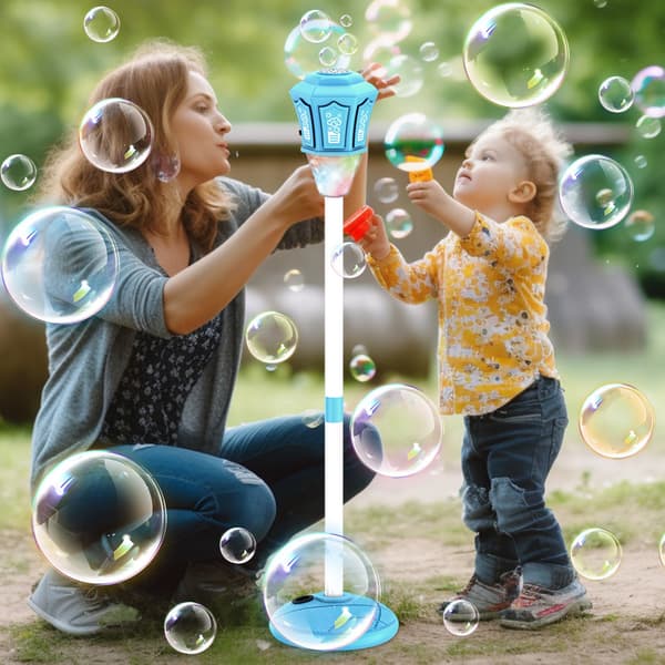 Bubble Machine Automatic Height 47 Inch Vertical Bubble Machine for Outdoor Parties Battery Operated Bubble Machine with Lights Bubble Blower Machine