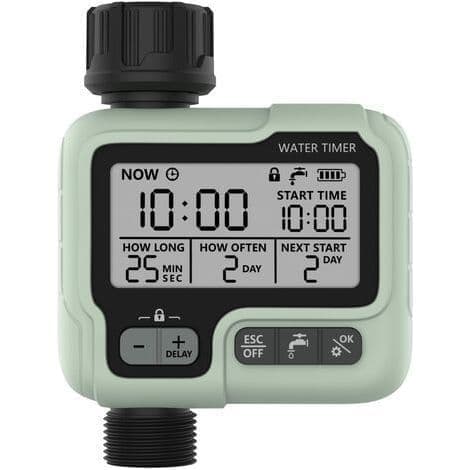 Irrigation Timer, IPX5 Waterproof Automatic Manual Sprinkler with Large LCD Screen, Easy Installation