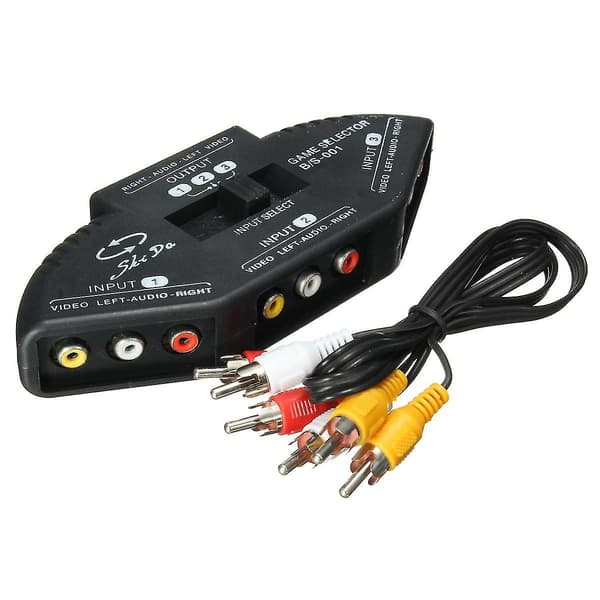 3-vejs Audio Video AV RCA Switch Box Kompositvælger Splitter FT Kabler WS29310