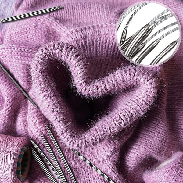 3 stk rundpinde, fleksible rundpinde i rustfrit stål, DIY strikketilbehør, 3 stk