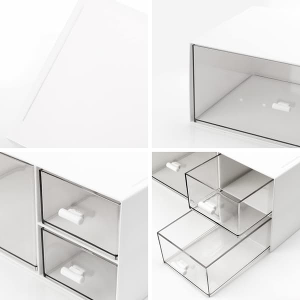 3-Tier Stackable Desk Organizer, White Plastic Storage Drawers with Multiple Compartments for Office Supplies, Makeup, and Bathroom Organization White