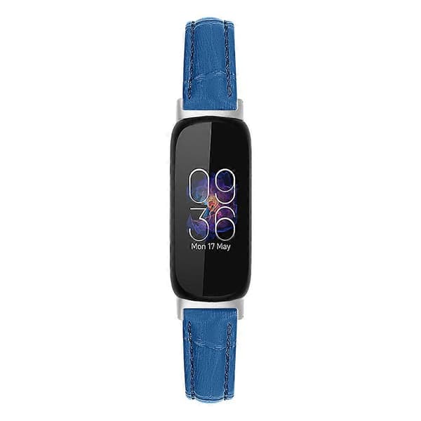 Erstatningsrem til Fitbit Inspire 3, Bambusmønstret PU-læder, Justerbar Urrem Blue