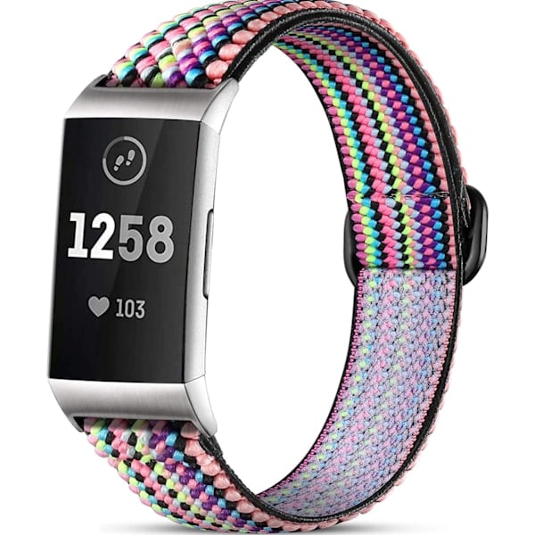 Stretchigt armband för Fitbit Charge 3 /Fitbit Charge 4, Mjuk justerbar elastisk ersättning, Nylon vävd sportarmband