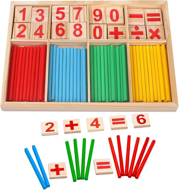 Montessori matematikkleke, digitale trepinner med telleklosser