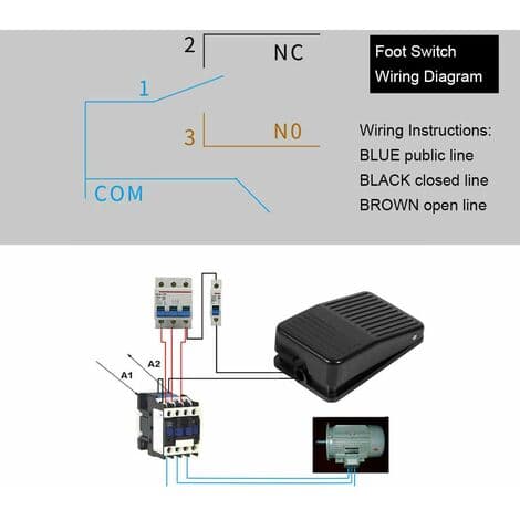 Foot Control Pedal Switch, 220V 10A Electric Power Plastic Foot Switch On/Off Control with 10cm Cord