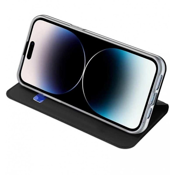 iPhone 15 Flipfodral Dux Ducis Skin Pro med Kortfack Svart