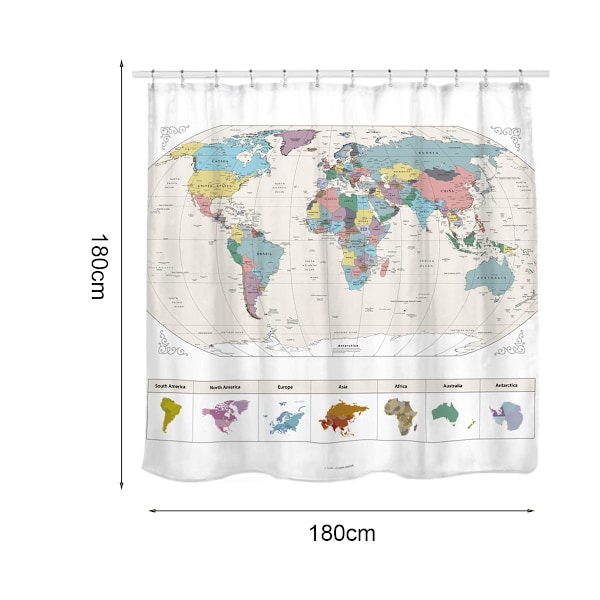 Karta över världen med detaljerade större städer, PVC-fri, giftfri och luktfri vattenavvisande tygduschdraperi, stor heminredning $Earth Shower