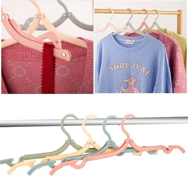12-pack Foldable Clothes Hangers, Space-Saving and Non-Slip, Portable Multifunctional, Home, Hotel, Travel, Camping