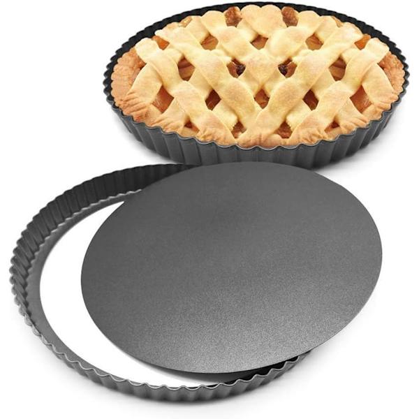 Tårtform, quicheform, läcker fruktkakform 28 cm, bakform med upphöjd bas, vågig kant, non-stick beläggning, skärbeständig, rund, plåt
