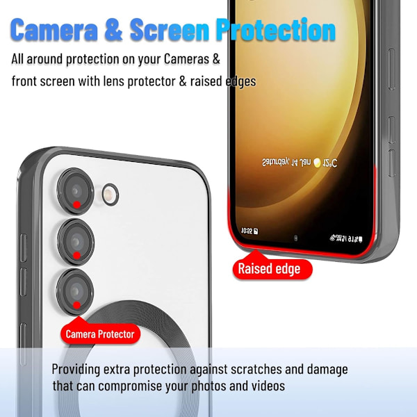 MagSafe skal Samsung Galaxy S24/S23/S22 mobilskal - Transparent/Svart Samsung S23 FE Transparent/Black Samsung S23 FE