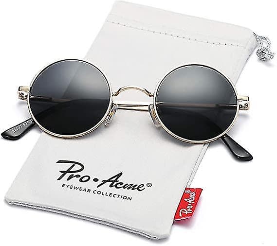 Retro Små Runda Polariserte Solbriller For Menn Kvinner John Lennon Stil silver frame