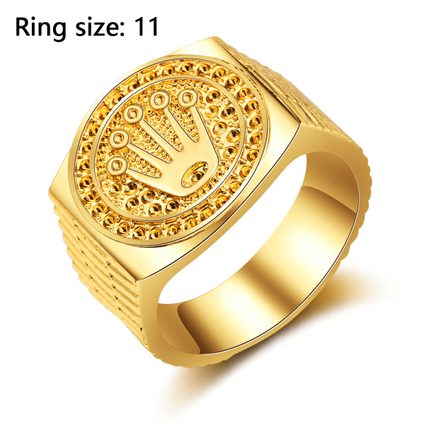 Rund diamant herr krona hip hop lillfinger vigselring present ring för honom guld