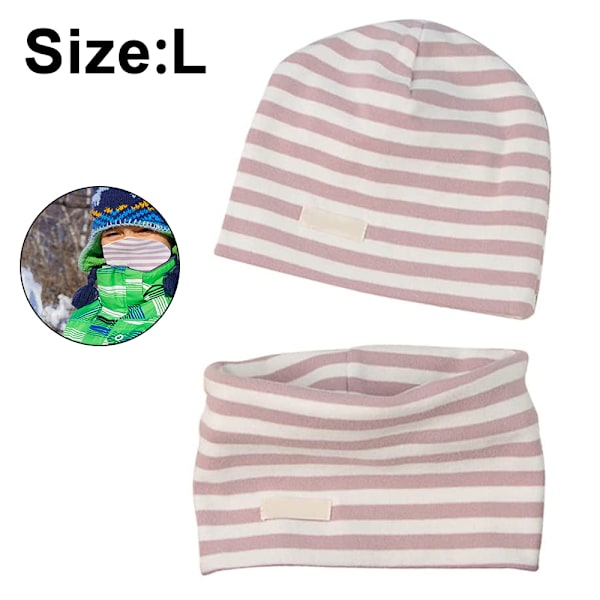 Barnmössa och halsduk set - Bomull Mjuk & Lätt Stretch Material Blå S