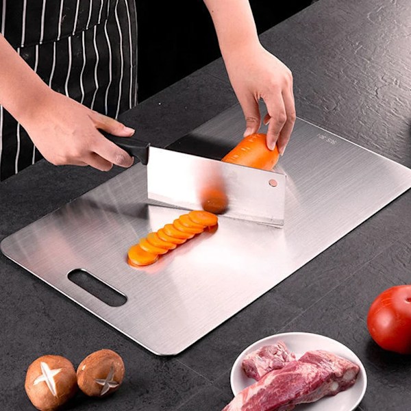 316 Rostfritt Stål Skärbräda i Titan, Dubbelsidig Skärbräda i Rostfritt Stål för Kött, Skärbräda för Frukt 29x20cm 29x20cm