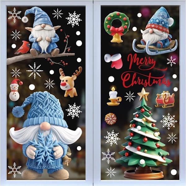 Christmas Window Decals 9 Sheets 95 Pieces Christmas Window Decorations Double-Sided PVC Static Cling