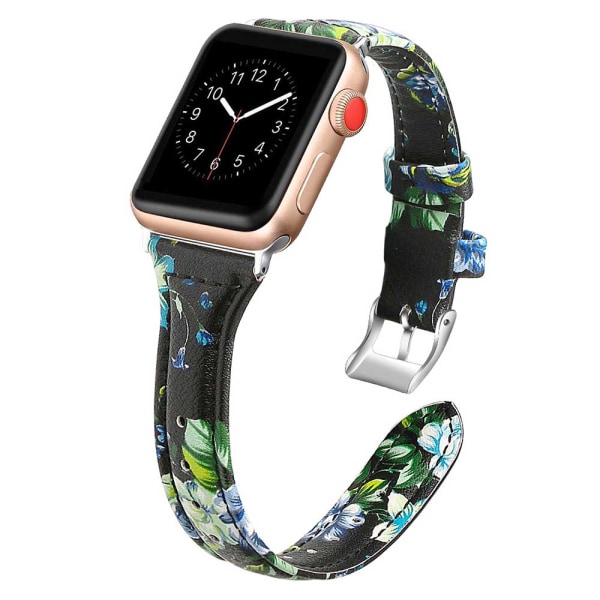 Läderband kompatibla med Apple Watch, Watch tunt armband för iWatch Series 5/4/3/2/1 38-40 mm svart