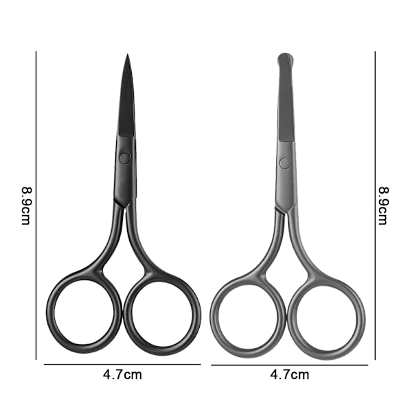 Hårsax, trimning av ögonbryn, näsa, ansiktshår och skäggtrimning (rund/spetsig (2-pack))