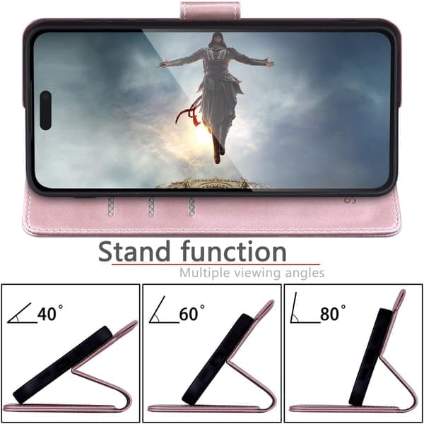 Etui til iPhone 17 6.3 \" [RFID-blokering] [Magnetisk beskyttelse] Kortlommer Premium PU-læderpung-etui til Apple 17 Rosaguld