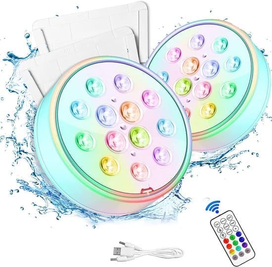 Pool Lighting 2 Pcs Pool Lights Upgraded Rechargeable LED Submersible Lights Underwater with Remote Control IP68 Waterproof 16 Colors Underwater Lighting
