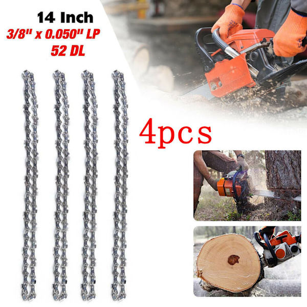 4x sågkedja 35cm 52TG 3/8P 1.3mm 14 tum lämplig för Makita Einhell Bosch Aldi Dolmar