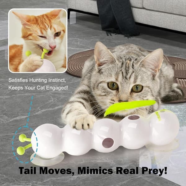 Interactive Cat Toy with Feather, Motion Sensor, Automatic Fluffy Tail, and Whack-A-Mole Cat Toy.
